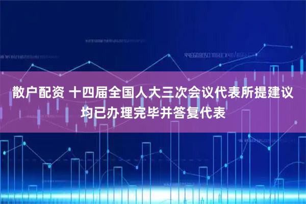 散户配资 十四届全国人大三次会议代表所提建议均已办理完毕并答复代表