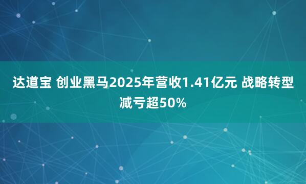 达道宝 创业黑马2025年营收1.41亿元 战略转型减亏超50%