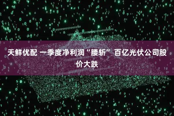 天鲜优配 一季度净利润“腰斩” 百亿光伏公司股价大跌