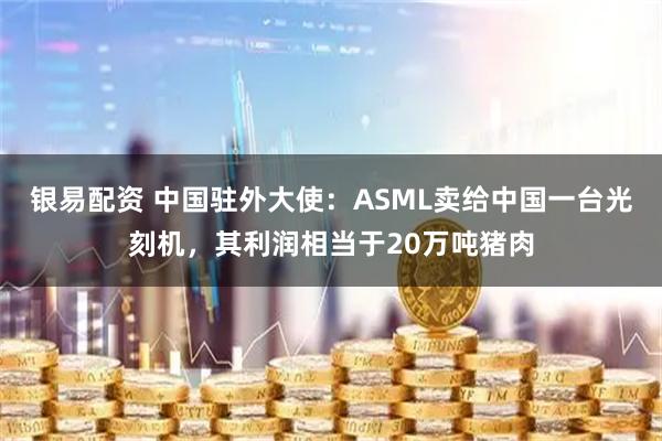 银易配资 中国驻外大使：ASML卖给中国一台光刻机，其利润相当于20万吨猪肉